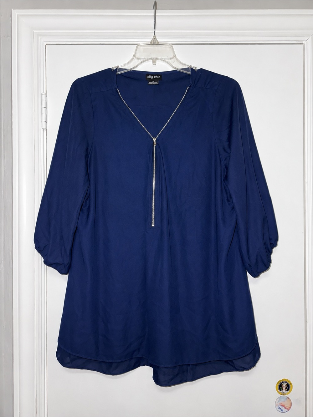 NWOT- City Chic Navy Zip-Front Women's Tunic Top